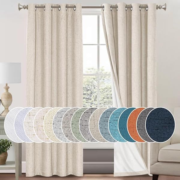 "PrinceDeco 100% Blackout Curtains - 84" Thermal Insulated Grommet Drapes for Bedroom & Living Room, Noise Reducing, 2 Panels"