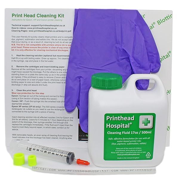 Printhead Hospital Cleaning Kit for Epson, Canon, Brother & HP - 500ml Easy Nozzle Cleaner