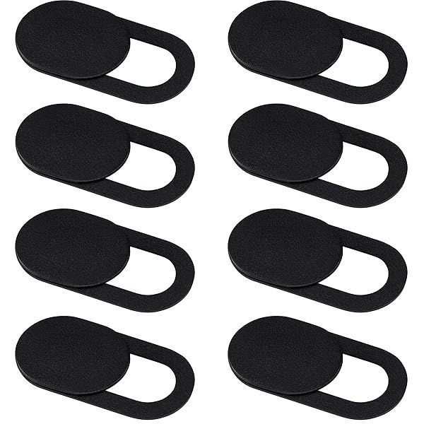 Privise Webcam Cover Special Edition: Thinnest Slider for MacBook, Laptop, Tablet & Phone - Set of 8, Black from Germany