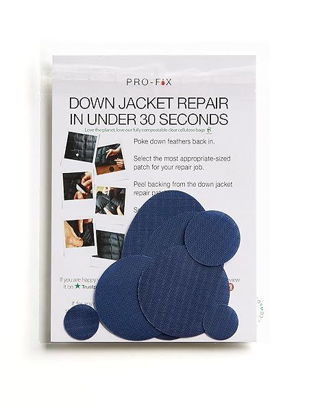 Pro-Fix Down Jacket Repair Patches - Easy, Waterproof, Self-Adhesive, Dark Blue Nylon for Quick Clothing Fixes