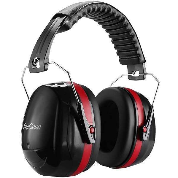ProCase Noise Cancelling Earmuffs for Adults - NRR 32 dB Hearing Protection for Shooting, Mowing & Autism - Adjustable Red Headphones