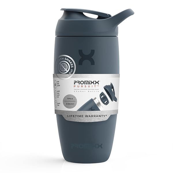Promixx Pursuit Insulated Shaker Bottle - 18oz Stainless Steel Blender Cup in Midnight Blue