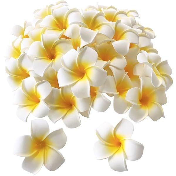 100Pcs White Foam Hawaiian Frangipani Flower Petals for DIY Wedding Decor & Hair Accessories