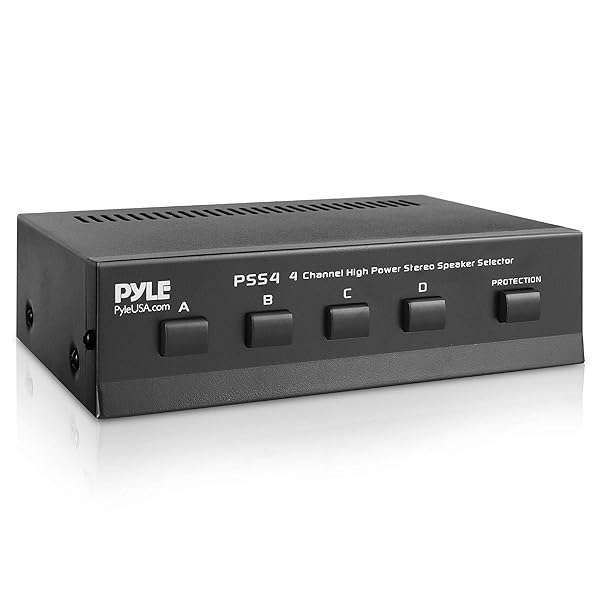 Premium Pyle 4-Zone Speaker Switch Selector - Multi-Channel Hub for High-Powered Stereo Amps & 4 Pairs of Speakers