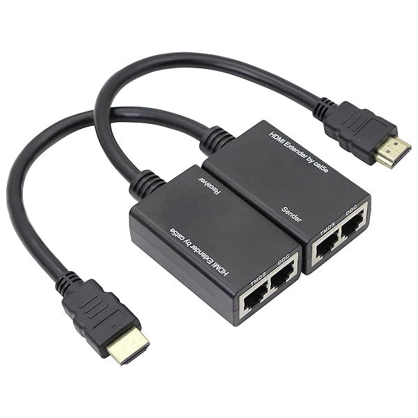 QIANRENON HDMI Extender Over Cat5e: 100ft 1080P HDMI Cable with 2 Ports RJ45 Signal Amplifier
