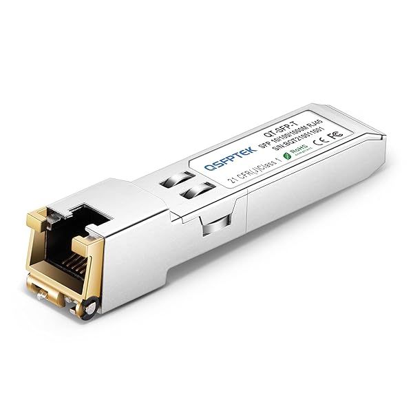 QSFPTEK 1.25G SFP-T Gigabit Copper Ethernet Module SFP to RJ45 for Cisco Mikrotik Netgear Supermicro up to 100m
