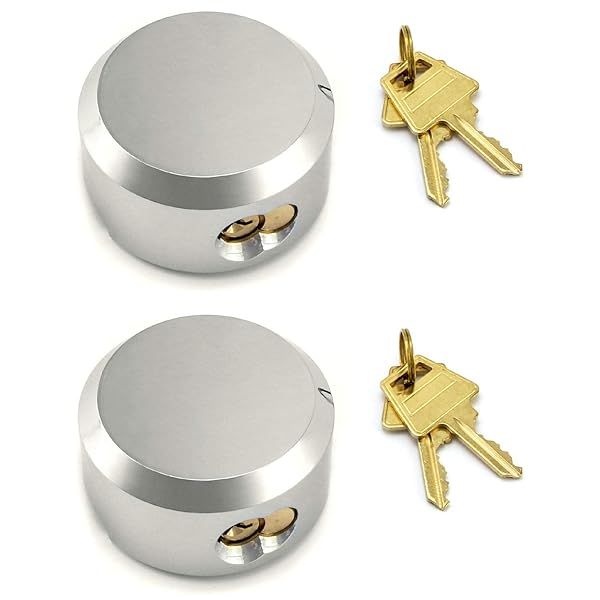 "QWORK Hockey Puck Lock - 2-7/8" Trailer Door Lock, Keyed Differently, 2 Pack for Ultimate Security"
