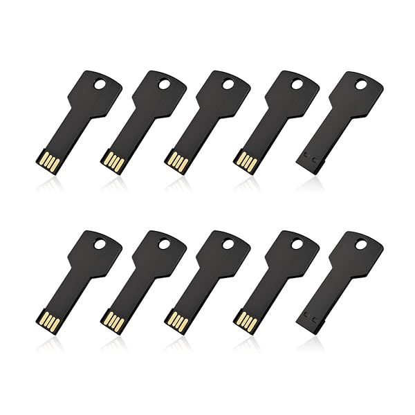 RAOYI 10 Pack 32GB USB Flash Drive Metal Key Shape Memory Stick Black for Fast Data Storage and Transfer