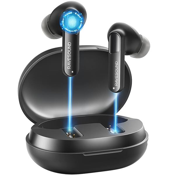 RAVESOUND True Wireless Earbuds: Bluetooth 5.2, Noise Cancelling, 25Hrs Playtime, IPX7 Waterproof for Sports