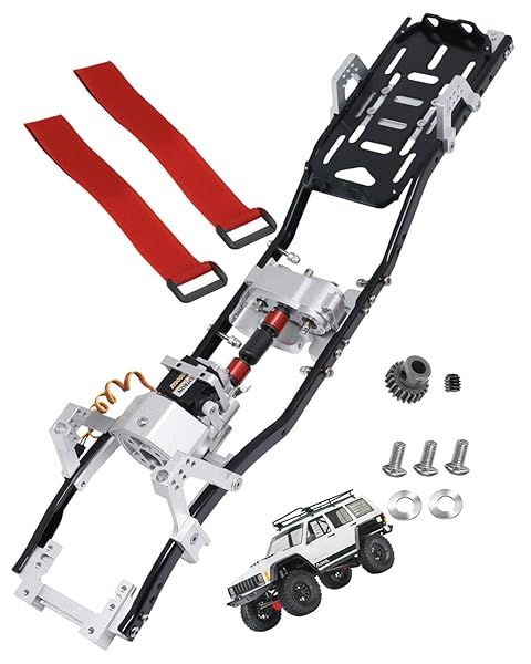 RCMYou RC Metal Chassis Frame 313mm Wheelbase Upgrade with Shiftable Gearbox for 1/10 Axial SCX10 90046 Durable Two Speed Modes