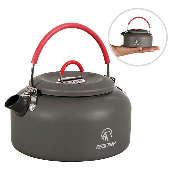 REDCAMP 0.8L Mini Outdoor Camping Kettle Lightweight Aluminum Water Pot with Carrying Bag for Easy Travel and Tea Brewing