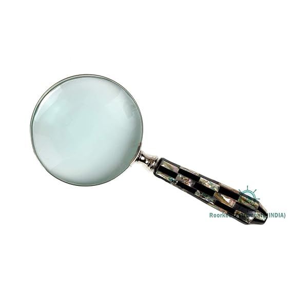 RII Magnifying Glass with Mother of Pearl Handle 10x Lens Antique Handheld Magnifier for Reading Inspection Coins Stamps and Collectibles