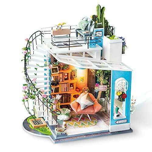 ROBOTIME DIY Miniature Dollhouse Kit - 1:24 Scale Room with LED Light | Perfect Birthday Gift for Men & Women