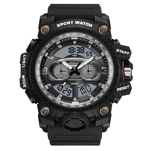 RORIOS Mens Sports Watch Multifunction Digital Alarm Luminous Wristwatch Military Style for Men