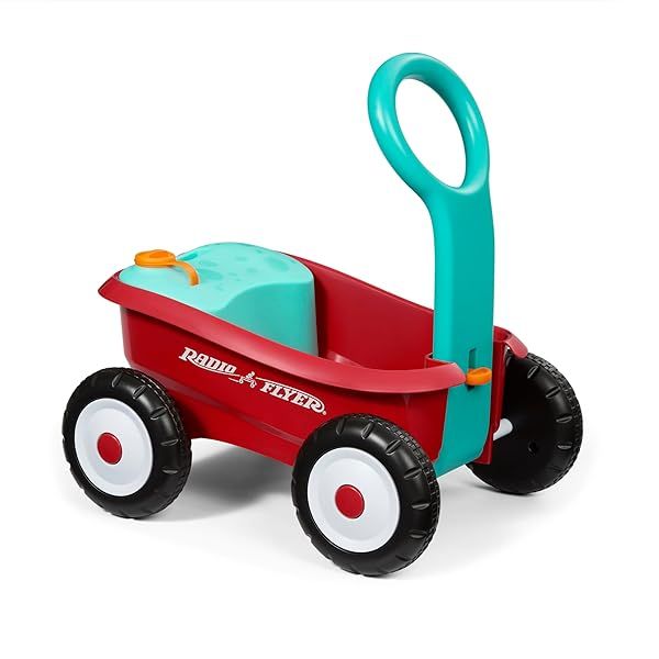 Radio Flyer Bubble Buddy Walker Wagon Red Baby Walker with Wheels for Kids Ages 1 to 4 Fun Bubble Machine for Outdoor Play