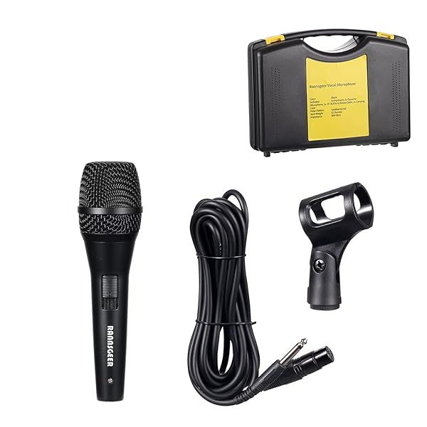 Rannsgeer RM82B Dynamic Vocal Handheld Karaoke Microphone with Cable & Case - Perfect for Parties!