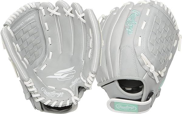 "Rawlings 11.5" Girls Softball Glove - Teal/Grey/White | Perfect Fit for Young Players"