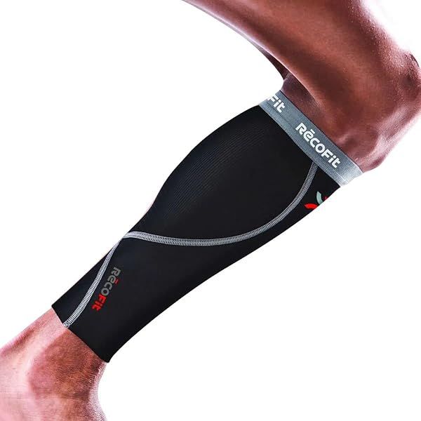 RecoFit Calf Compression Sleeve Black Large for Enhanced Support and Recovery