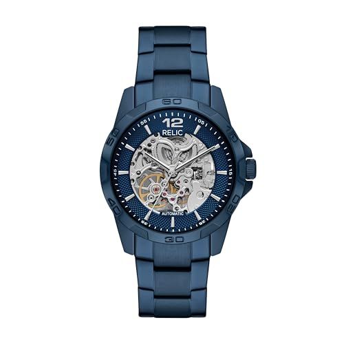 Relic by Fossil Men's Brennan Automatic Blue-Tone Stainless Steel Watch ZR16032 Stylish Timepiece for Every Occasion