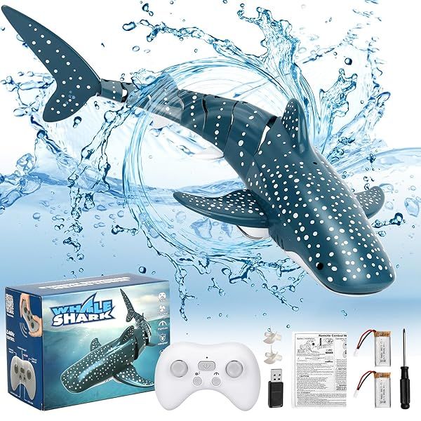 Remote Control Shark Toys 1:18 Scale RC Shark Fish for Swimming Pool Bathroom Great Gift for Kids 6 Years and Up