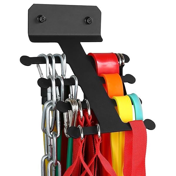 Efficient Resistance Rack Band Storage Hanger for Home Gym - Organize Pull Up Bands & Jump Ropes