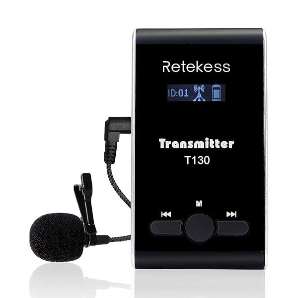 Retekess T130 Wireless Tour Guide Transmitter with Lavalier Microphone for Church Translation and Interpretation Training