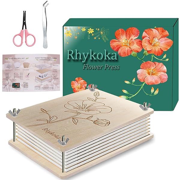 Rhykoka Professional Flower Press Kit 8 Layers 6.3x8.3 inch Ideal for Kids and Adults Perfect Gift for DIY Flower Lovers