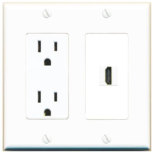 RiteAV Custom HDMI Wall Plate 1 Port - White Outlet for Clean Cable Management