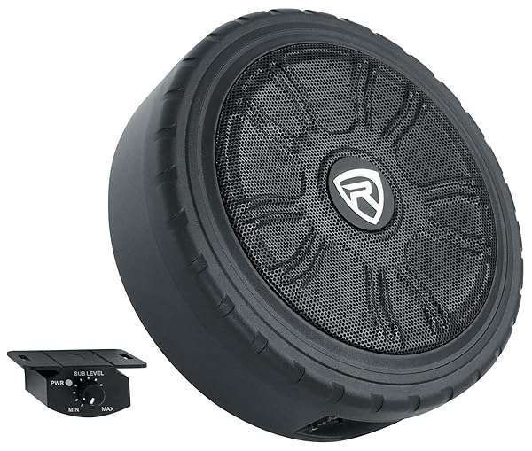 "Rockville WHEEL OF BASS 8" Slim Under-Seat Subwoofer for Trucks & Cars - Powerful Audio Upgrade"