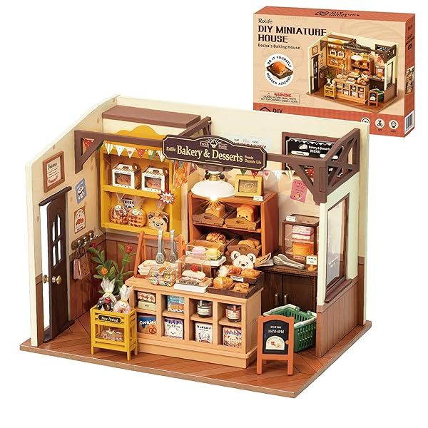 Rolife Miniature House Kit DIY 1:20 Dollhouse with LED Lights Perfect for Beginners Adults Birthday Gifts and Hobbies