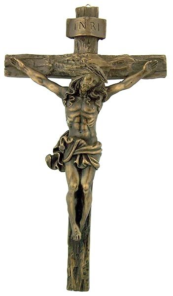 "Shop Roman Giftware's 9.5" Bronze Wall Crucifix - Durable Religious Crosses Collection for Inspirational Home Decor"