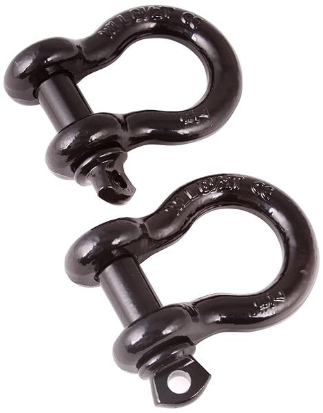 "Rugged Ridge 11235.06 D-Ring Shackle Kit - 1" Black Steel Pair for Off-Roading"