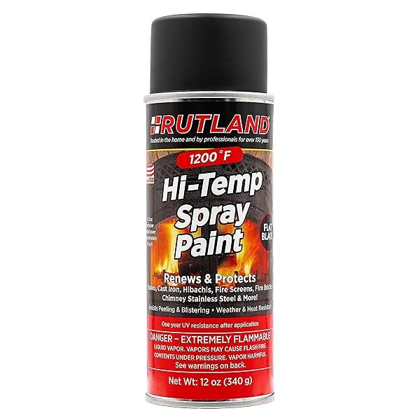 Rutland 80 Hi-Temp Spray Paint - Black, 12 oz | High-Quality Heat-Resistant Coating for Home & DIY Projects