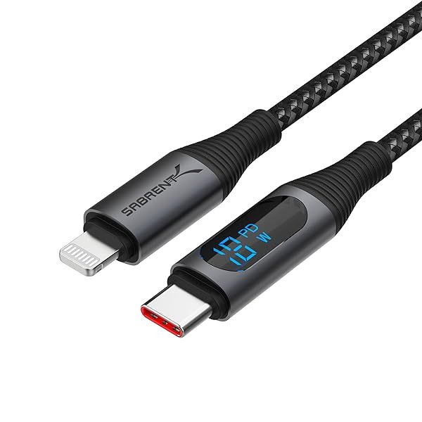 SABRENT USB-C to Lightning Cable 1M - MFI Certified, 60W Fast Charging & 480Mbps Data Transfer for Apple Devices
