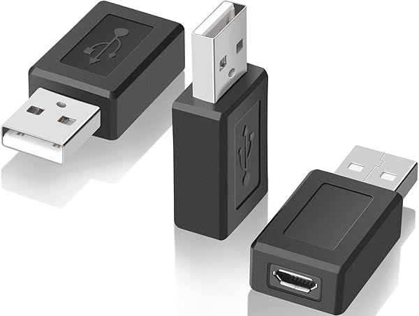 SAISN Mini USB Adaptor 3 Pack - USB 2.0 A Male to Micro Female Converter for Fast Data Transfer