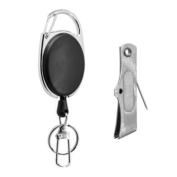 SAMSFX Fishing Tippet Line Nippers Fly Line Clippers Snips Hook Eye Cleaner Sharpener with Oval Zinger Retractors