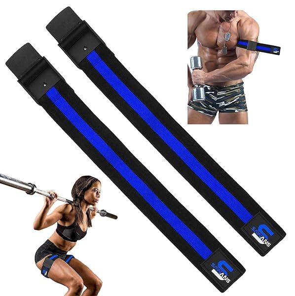SAWANS Blood Flow Resistance Bands for Muscle Growth - Obstruction Bands for Fitness (Black/Blue Pairs)