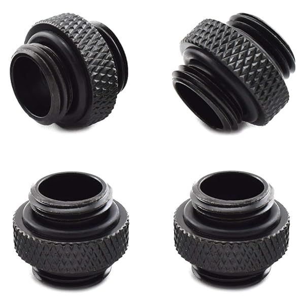 "SDTC Tech 4-Pack G1/4" 5mm Male to Male Connectors for PC Water Cooling - Sealed O-Ring Extender Fittings"
