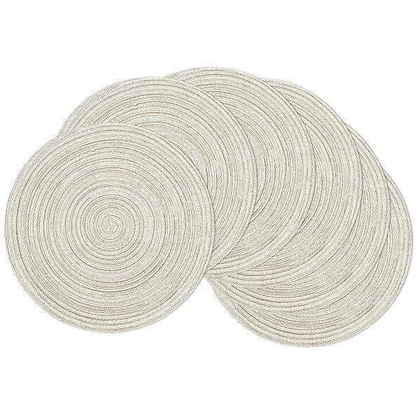SHACOS 15-Inch Braided Round Placemats Set of 6 - Washable Mixed Color Table Mats for Kitchen & Dining