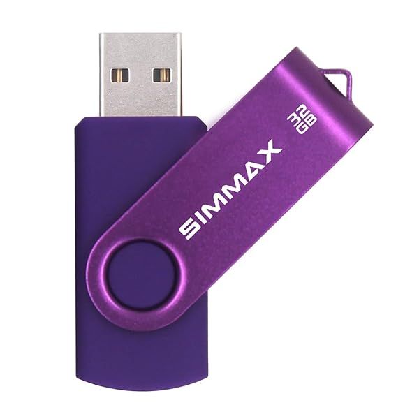 Buy SIMMAX 32GB USB 2.0 Flash Drive - Purple Swivel Thumb Drive for Easy Storage