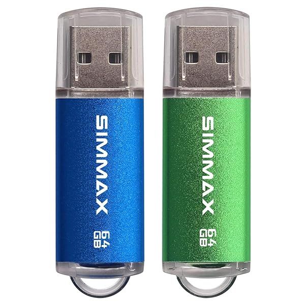 SIMMAX 5-Pack 64GB USB 2.0 Flash Drives - Colorful Thumb Drives with LED Indicator