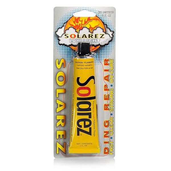 Quick & Easy SOLAREZ Low Lite Ding Repair Kit - 100% Dry in Cloudy Weather, Clear & Strong for Surfboards!