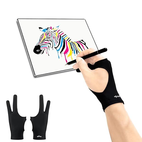 SPBMY Digital Drawing Glove 2 Pack - Two-Finger Art Gloves for Tablets & Sketching, Left/Right Hand, Black