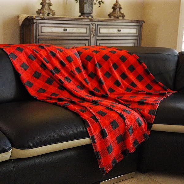 "Cozy Safus Pattern Fleece Blanket - Plush Buffalo Plaid Throw 50" x 60" for Ultimate Comfort"