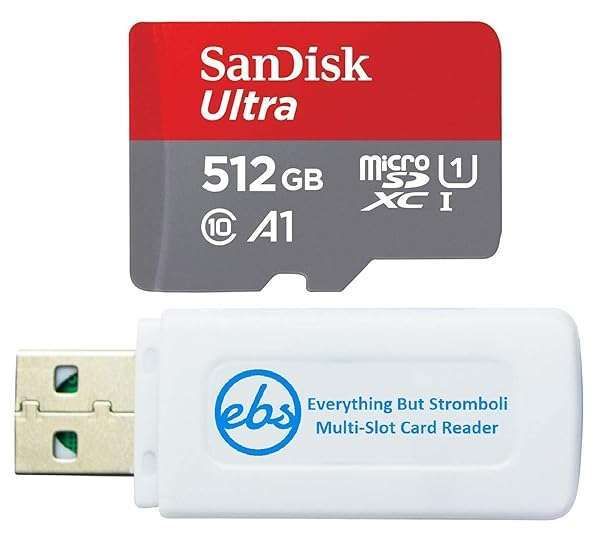 SanDisk 512GB Micro SDXC Ultra Class 10 for Nintendo Switch OLED + Everything But Stromboli Card Reader Bundle