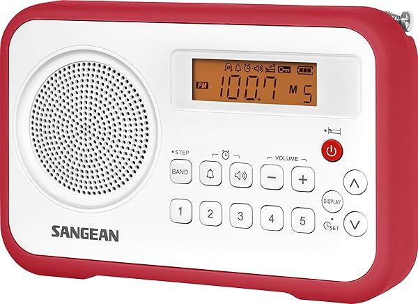 Buy Sangean PR-D18RD Portable AM/FM Digital Radio - White/Red with Protective Bumper