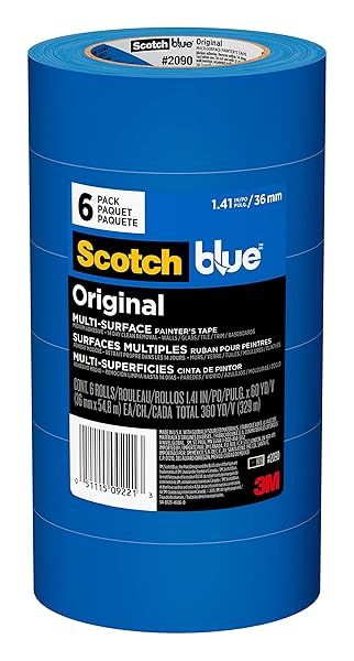 "Scotch Painter's Tape 1.41" - Original Multi-Surface, 6 Rolls x 60 Yards, Blue, Perfect for DIY & Home Projects"