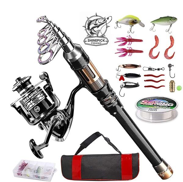 ShinePick 2.1M Telescopic Fishing Rod Kit: Complete Combo for Beginners - Travel-Friendly Saltwater & Freshwater Fishing Gear