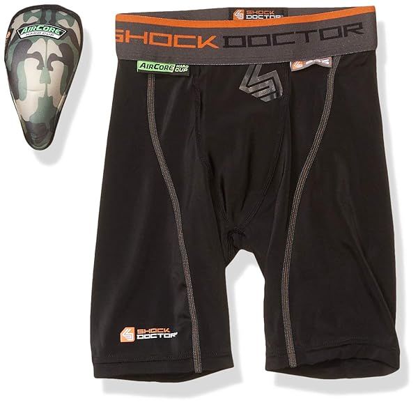 Shock Doctor Adult 235 Compression Shorts with Hard Cup - XX-Large, Black for Ultimate Protection