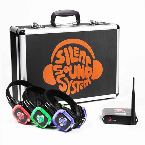Silent Sound System Starter Package: 9 RF LED Headphones & Transmitter for House Parties & Backyard Movies